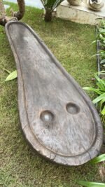 Kani oval vintage wood low coffee table - Image 2