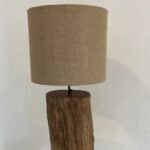 Vintage wood lamp& jute shade