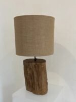 Vintage wood lamp& jute shade