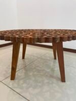 Recycle teakwood Carved round table - Image 2
