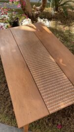 Teakwood rectangular coffee table inlay mother of pearl