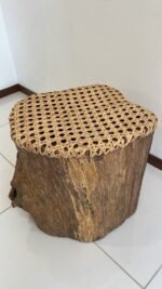 Teakwood stand with rattan top - Image 3