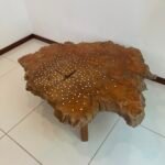 Tula vintage wood coffee table inlay mother of pearl