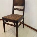 Vintage chair with old rattan inlay mother of pearl