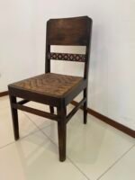 Vintage chair with old rattan inlay mother of pearl