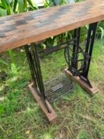 Vintage machine legs console with old teakwood top - Image 4