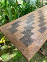 Vintage machine legs console with old teakwood top - Image 2