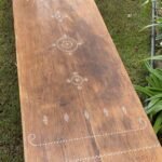 Vintage rectangle coffee table inlay top with mother of pearl
