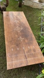 Vintage rectangle coffee table inlay top with mother of pearl