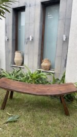 Vintage wood curved bench - Image 2