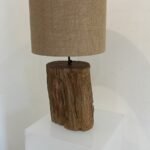 Vintage wood lamp& jute shade