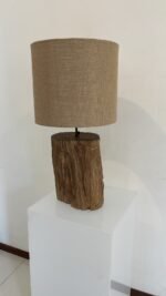 Vintage wood lamp& jute shade
