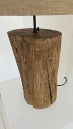 Vintage wood lamp& jute shade - Image 2