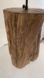 Vintage wood lamp& jute shade - Image 3