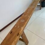 Vintage wooden bench inlay mother of pearl