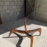 Harp modern chair combine teakwood & solid black thread
