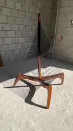 Harp modern chair combine teakwood & solid black thread