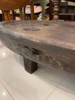 Kani oval vintage wood low coffee table - Image 6
