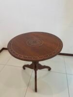 Wood side high round table designed with mother of pearl on top - Image 2