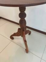 Wood side high round table designed with mother of pearl on top - Image 3