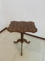 Wood side table designed with mother of pearl on top - Image 2