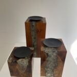 Candle holders teakwood & resin  Set of 3 pieces