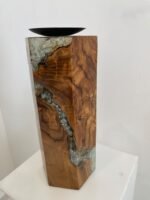Teakwood & resin candle holder - Image 2