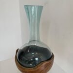 Long vase with teakwood bowl
