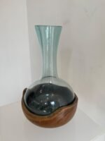 Long vase with teakwood bowl