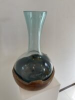 Long vase with teakwood bowl - Image 2